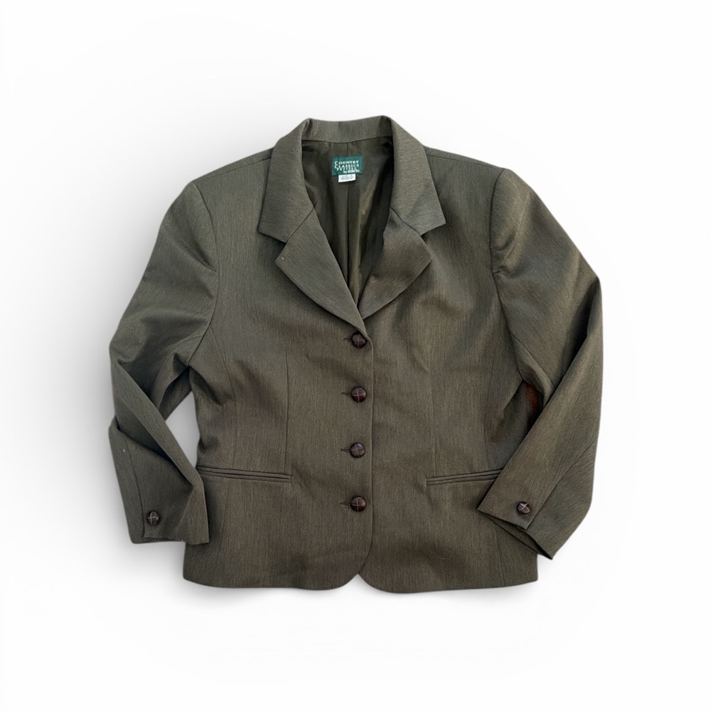 Vintage 80s Country Classic By Koret Career Jacket Size 16 WN Petite Olive Green